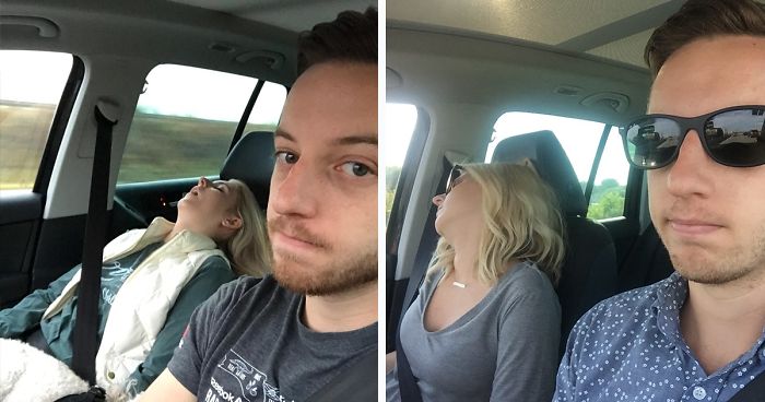 Husband Compiles Photos From All The Fun Road Trips He Takes With His